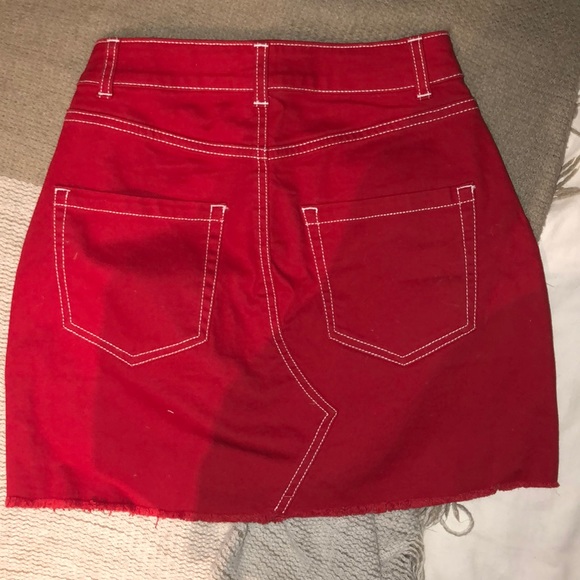 Red Denim Skirt - Picture 2 of 4